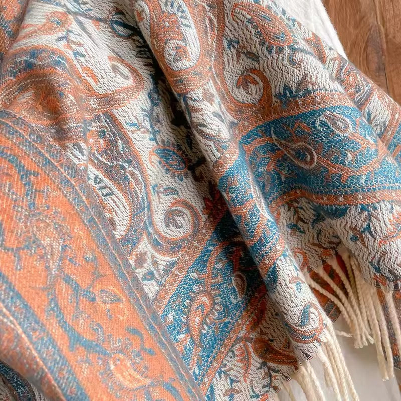 Luxury Women Classic Pashmina Double Sided Cashmere Touch Scarf - Warm Fringe Shawl