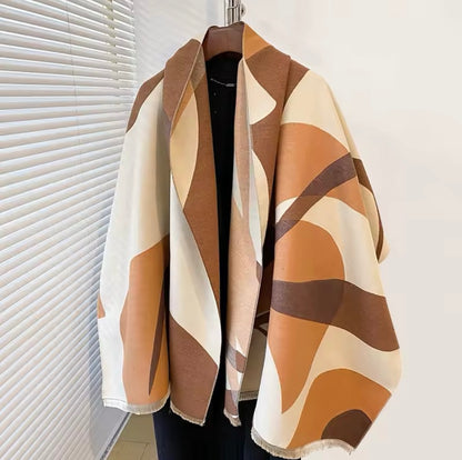 Women Luxurious Cashmere Touch Scarf - Warm Fringe Shawl