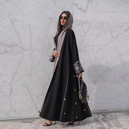 Split Women Black Abaya Modest Clothing Women Split Coat Abaya