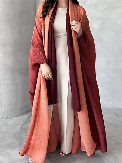 Women Split Abaya Open Front Kaftan Arab Long Robe