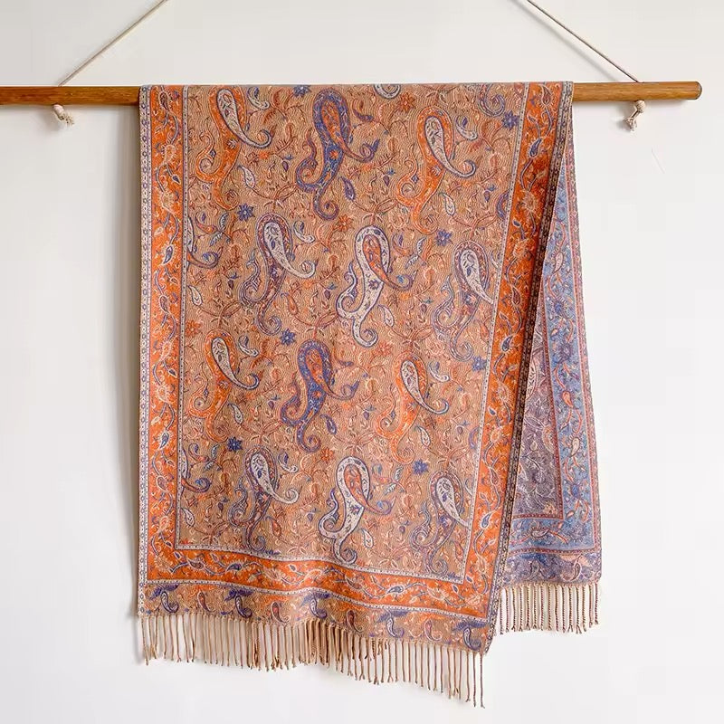Luxury Women Classic Pashmina Double Sided Cashmere Touch Scarf - Warm Fringe Shawl