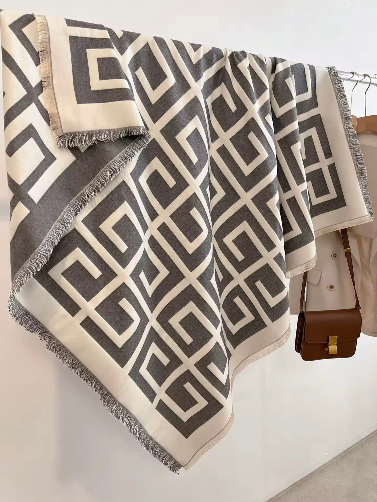 Women Luxurious Cashmere Touch Scarf - Warm Fringe Shawl