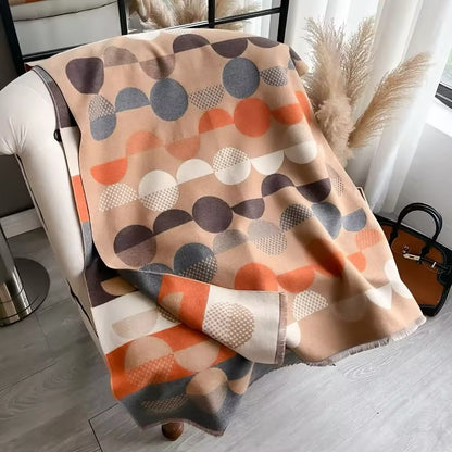 Women Luxurious Cashmere Touch Scarf - Warm Fringe Shawl