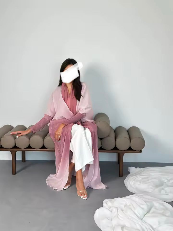 Women Split Abaya Open Front Kaftan Arab Long Robe