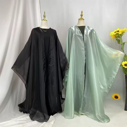 Women Split Abaya Open Front Kaftan Arab Long Robe