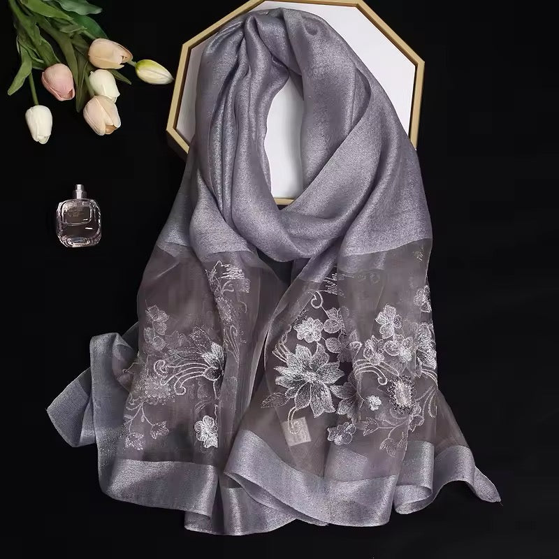 Women Embroidered Scarf Elegant and Versatile for Women Floral Shawl
