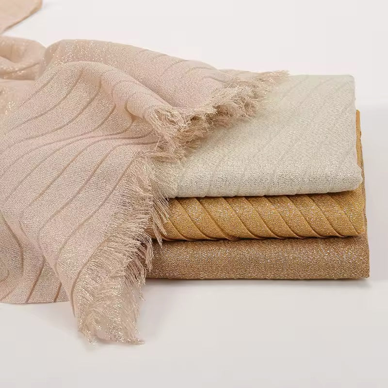 Women Glimmer Shiny Women Hijab Scarf Muslim Long Scarves Light Weight