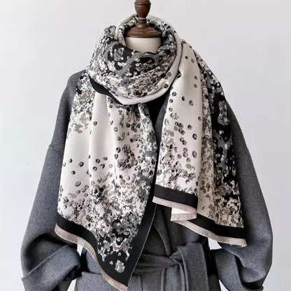 Leopard Print Scarf Thickened Warm Cashmere Double Sided Shawl Women Allure