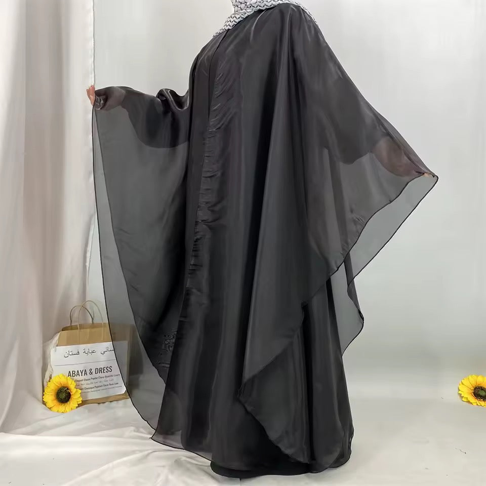 Women Split Abaya Open Front Kaftan Arab Long Robe