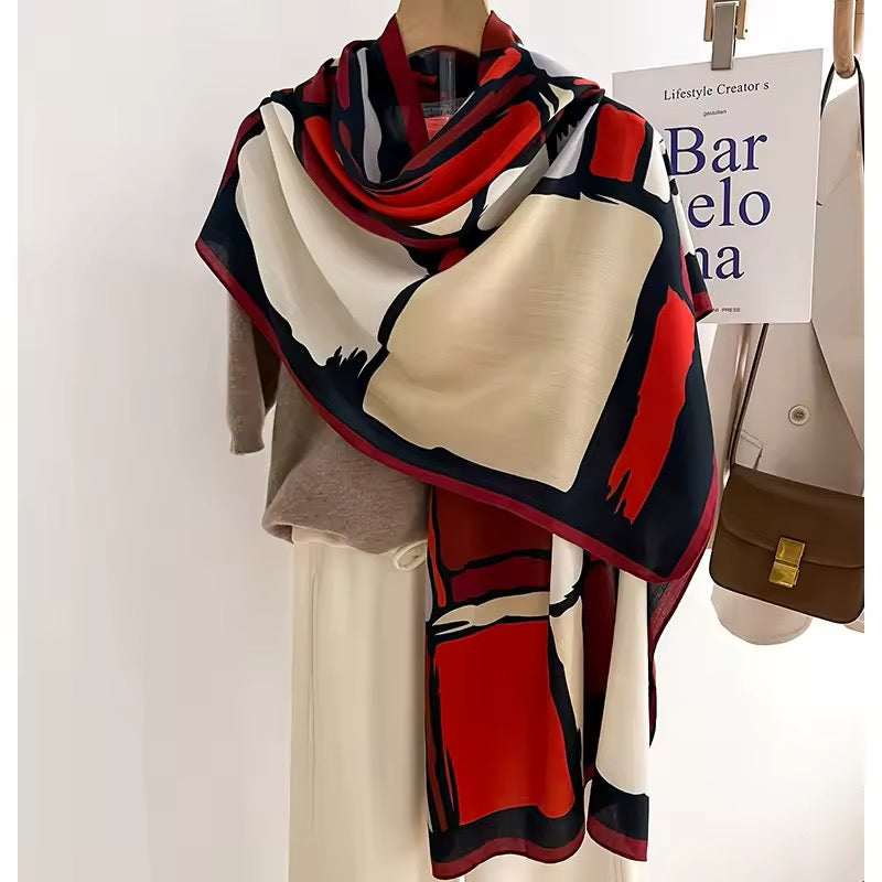 Women Luxurious Cashmere Touch Scarf - Warm Fringe Shawl