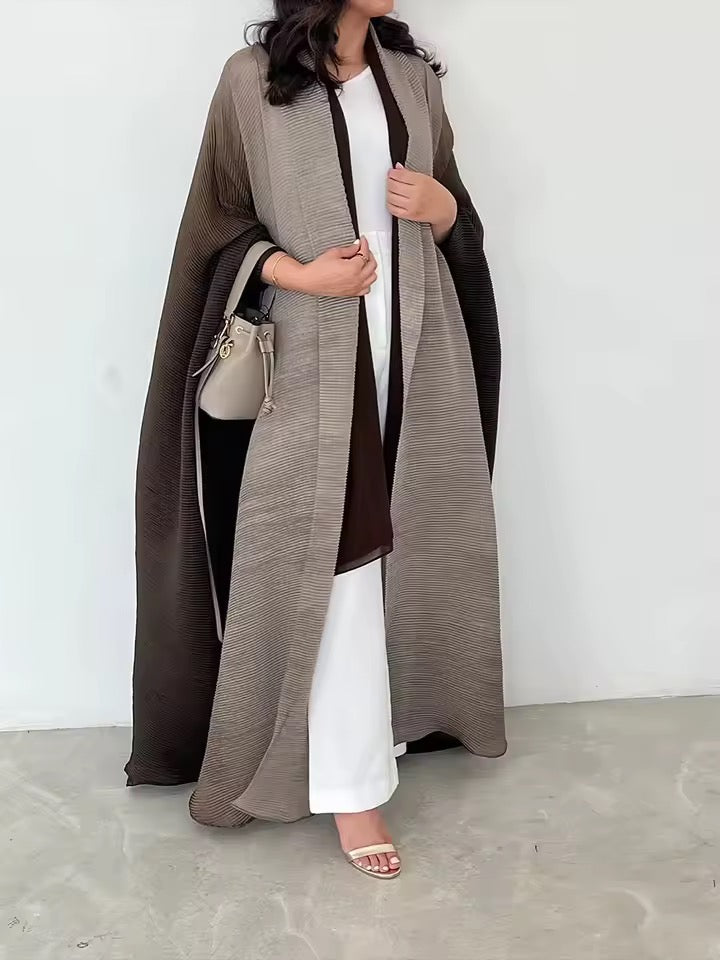 Women Split Abaya Open Front Kaftan Arab Long Robe