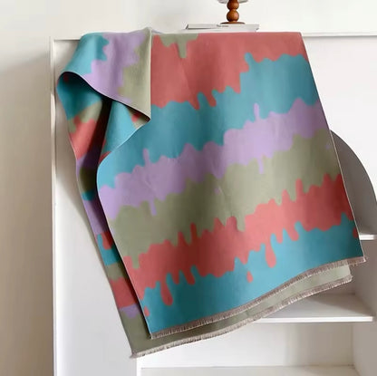 Women Luxurious Cashmere Touch Scarf - Warm Fringe Shawl