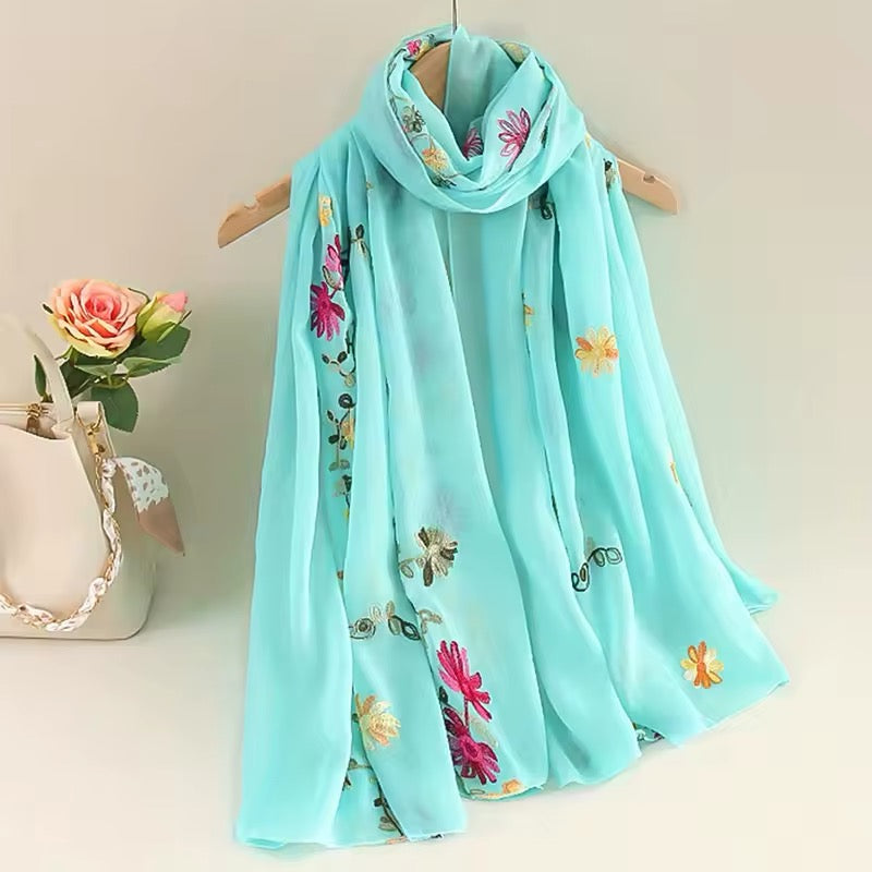 Women Embroidered Scarf Elegant and Versatile for Women Floral Shawl