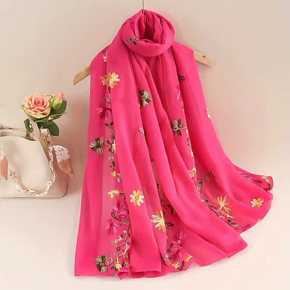 Women Embroidered Scarf Elegant and Versatile for Women Floral Shawl