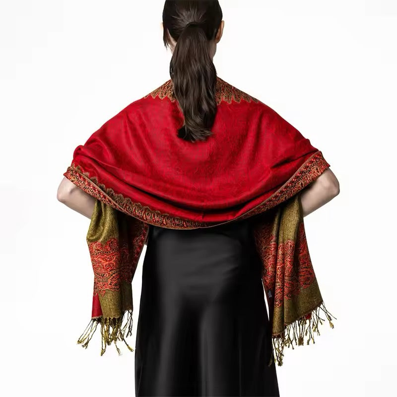 Luxury Women Classic Pashmina Cashmere Touch Bohemia Scarf - Warm Fringe Shawl