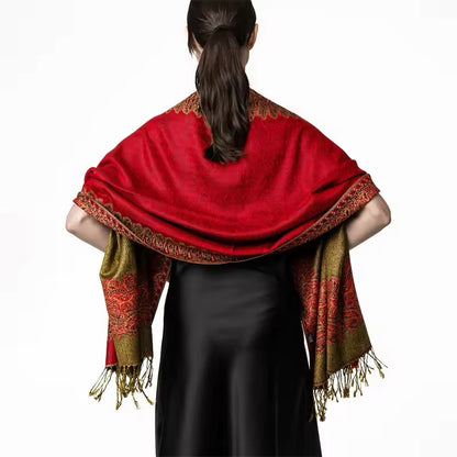 Luxury Women Classic Pashmina Cashmere Touch Bohemia Scarf - Warm Fringe Shawl