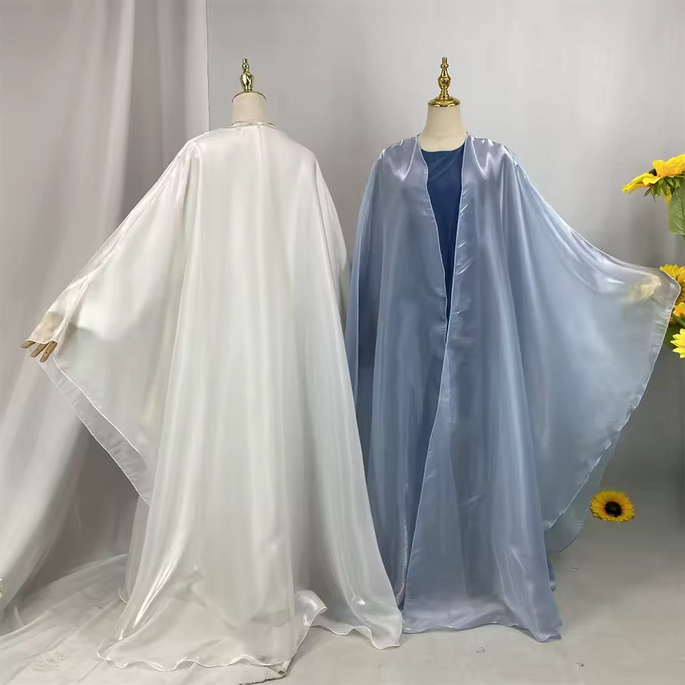 Women Split Abaya Open Front Kaftan Arab Long Robe