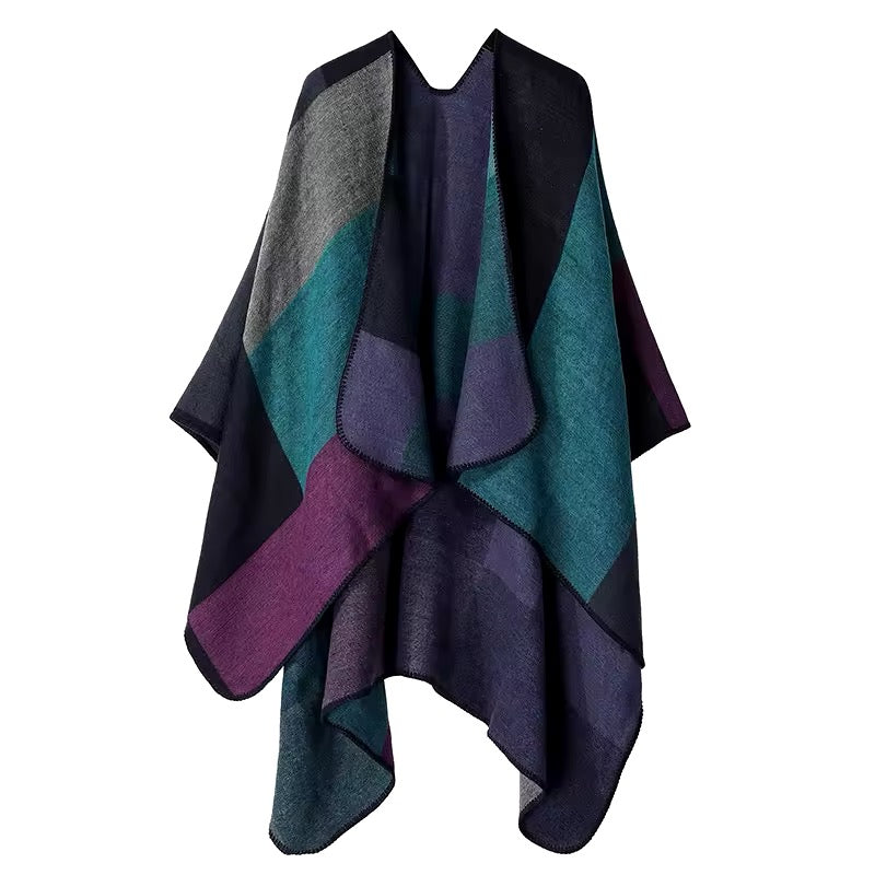 Cashmere Wool Cape Scarf Split Thickened Autumn and Winter Women Cape