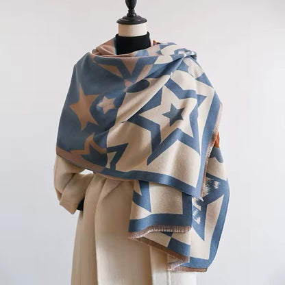 Women Luxurious Cashmere Touch Scarf - Warm Fringe Shawl