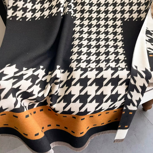 Women Luxurious Cashmere Touch Scarf - Warm Fringe Shawl