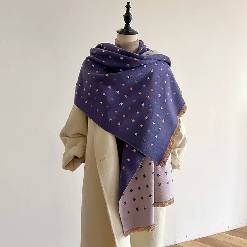 Women Luxurious Cashmere Touch Scarf - Warm Fringe Shawl