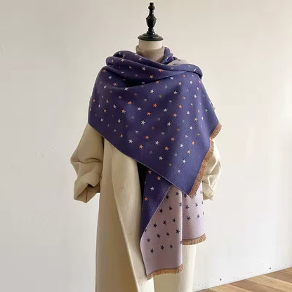 Women Luxurious Cashmere Touch Scarf - Warm Fringe Shawl