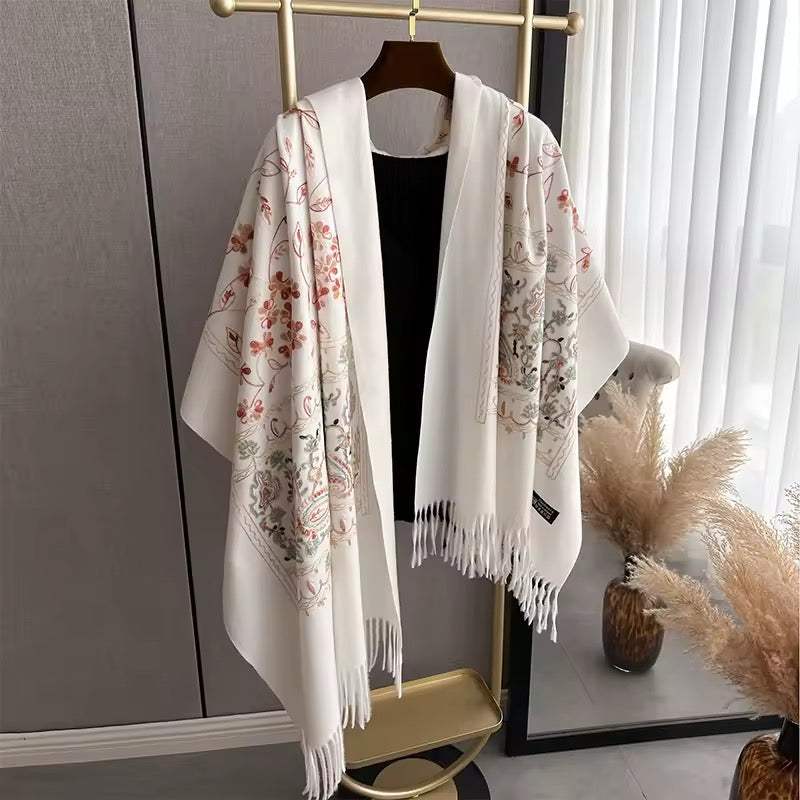 Women Embroidered Scarf Elegant and Versatile for Women Floral Shawl