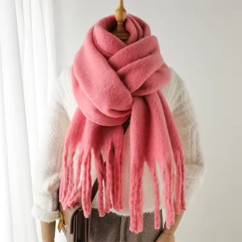 Men Wool & Women Woollen Cashmere Touch Scarf - Warm Fringe Shawl