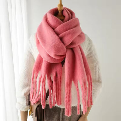 Men Wool & Women Woollen Cashmere Touch Scarf - Warm Fringe Shawl