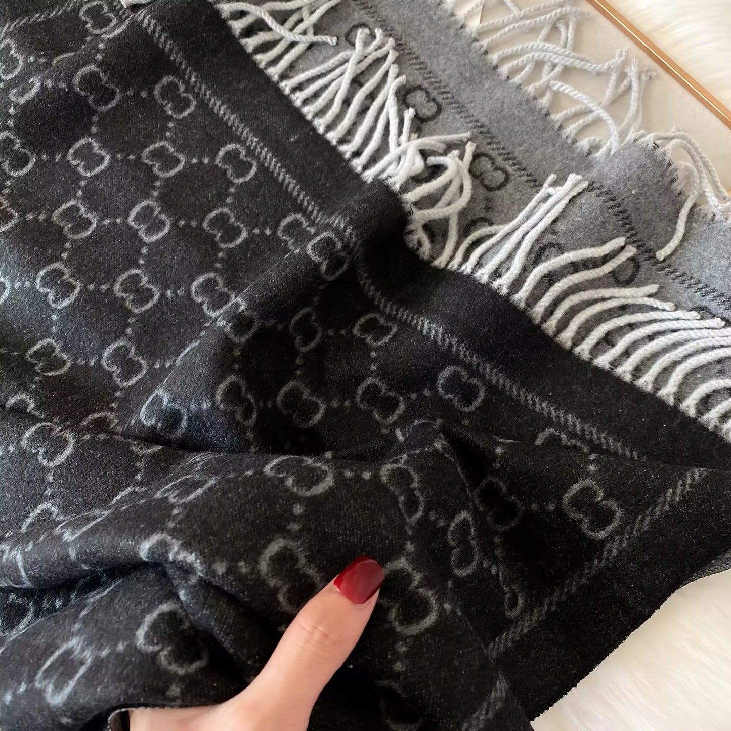 Women Luxurious Cashmere Touch Scarf - Warm Fringe Shawl