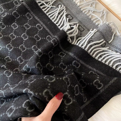 Women Luxurious Cashmere Touch Scarf - Warm Fringe Shawl