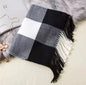 Men &  Women Checked Pattern Cashmere Touch Scarf - Warm Fringe Shawl