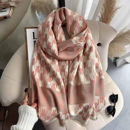 Women Luxurious Cashmere Touch Scarf - Warm Fringe Shawl
