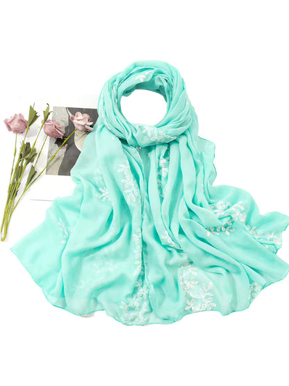 Women Embroidered Scarf Elegant and Versatile for Women Floral Shawl