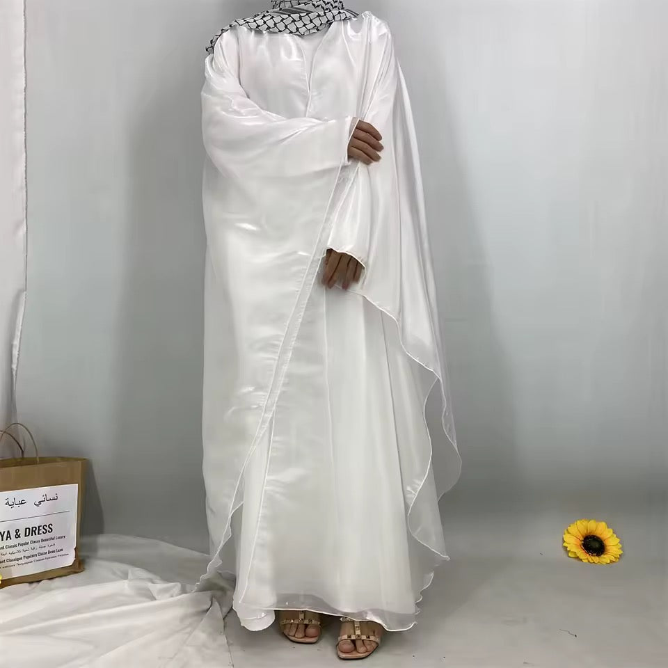 Women Split Abaya Open Front Kaftan Arab Long Robe