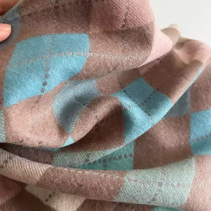 Women Luxurious Cashmere Touch Scarf - Warm Fringe Shawl