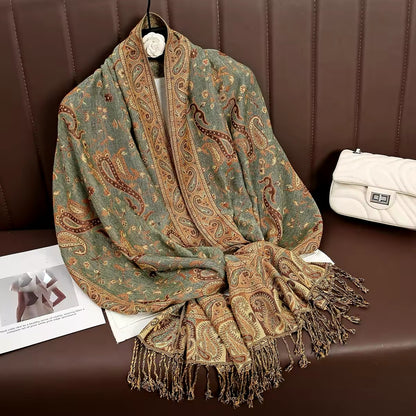 Luxury Women Classic Pashmina  Cashmere Touch Bohemia Scarf - Warm Fringe Shawl