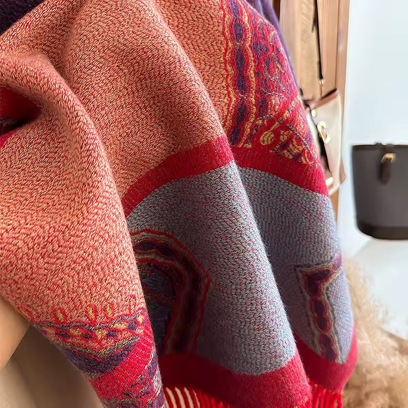 Luxury Women Classic Pashmina Double Sided Cashmere Touch Scarf - Warm Fringe Shawl UK