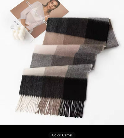 Autumn Winter Plaid Wool Scarf for Men & Women Checked Cashmere Shawl Warm Thickened Neckerchief Korean Versatile Wraps