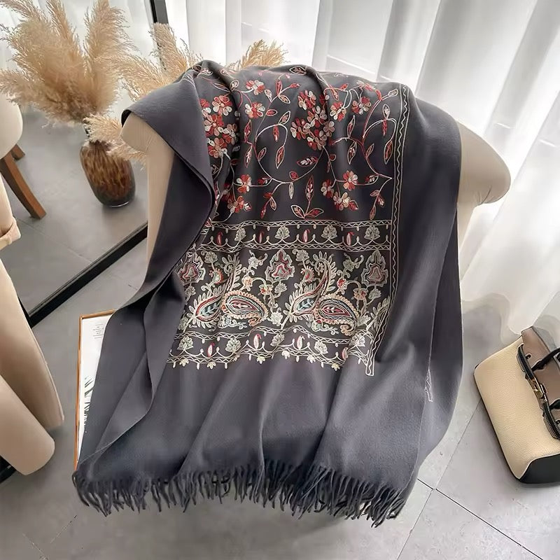 Women Embroidered Scarf Elegant and Versatile for Women Floral Shawl