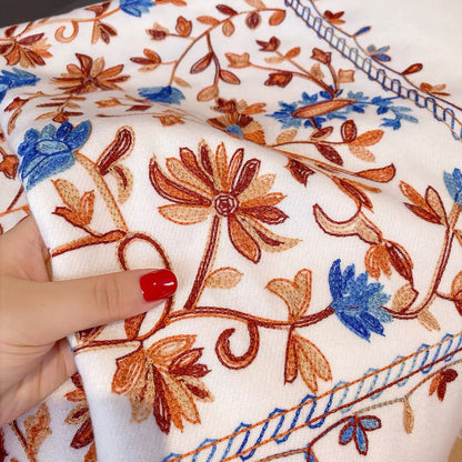 Women Embroidered Scarf Elegant and Versatile for Women Floral Long Shawl