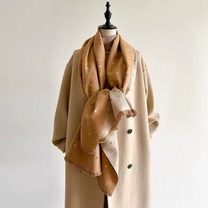 Women Luxurious Cashmere Touch Scarf - Warm Fringe Shawl