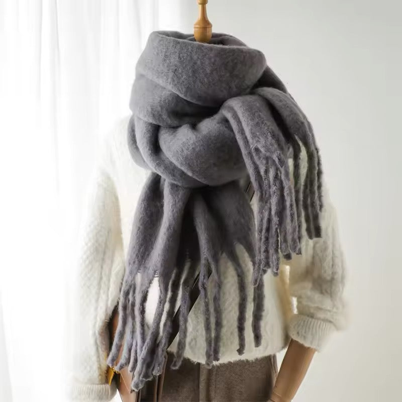Men Wool & Women Woollen Cashmere Touch Scarf - Warm Fringe Shawl