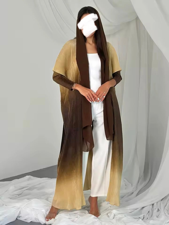 Women Split Abaya Open Front Kaftan Arab Long Robe