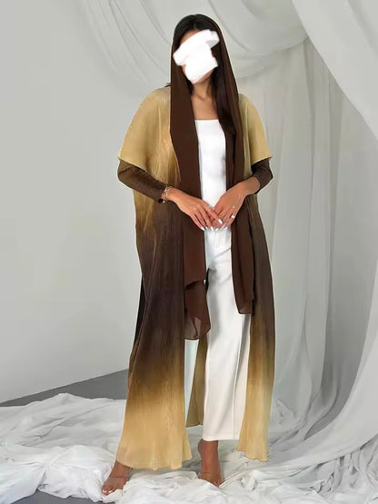 Women Split Abaya Open Front Kaftan Arab Long Robe