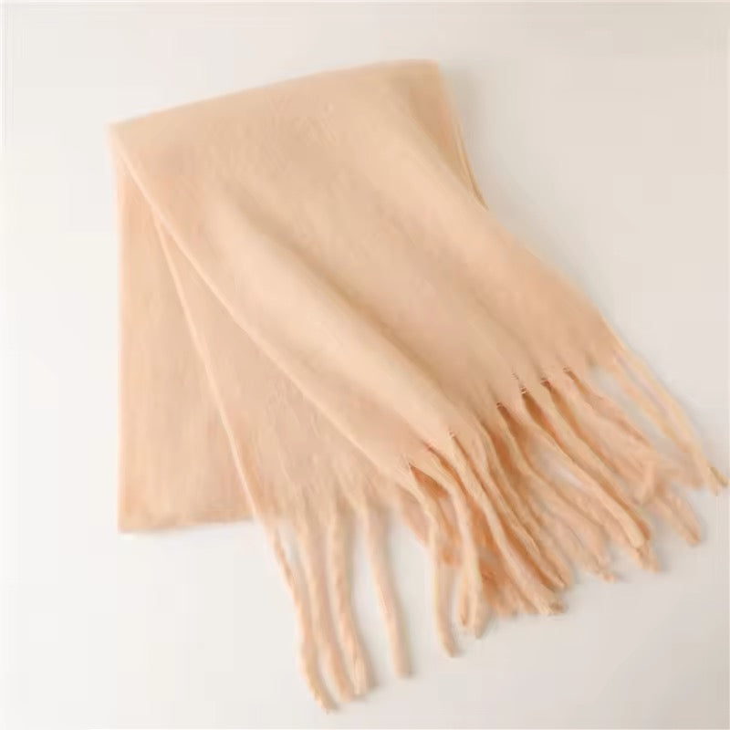 Men Wool & Women Woollen Cashmere Touch Scarf - Warm Fringe Shawl