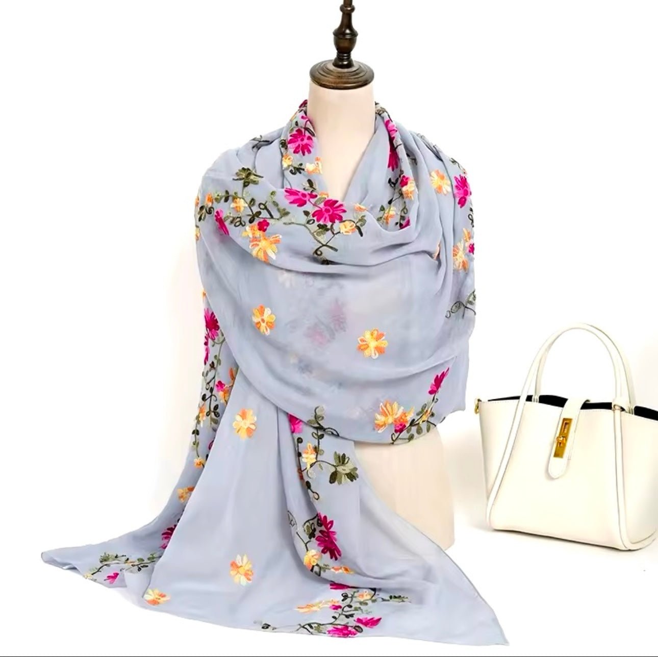 Women Embroidered Scarf Elegant and Versatile for Women Floral Shawl