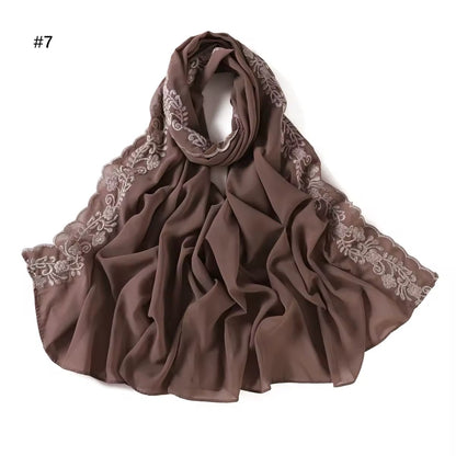 Women Embroidered Scarf Elegant and Versatile for Women Floral Shawl