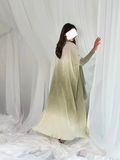 Women Split Abaya Open Front Kaftan Arab Long Robe