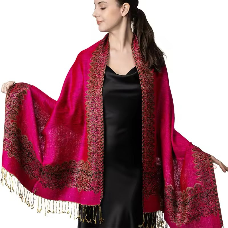 Luxury Women Classic Pashmina Cashmere Touch Bohemia Scarf - Warm Fringe Shawl